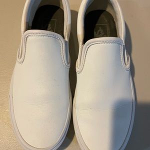 Vans White Unisex Slip Ons (Leather)
